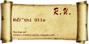 Réthi Ulla névjegykártya